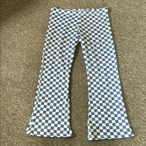 Sweet Blue and White Checkerboard Bootcut Leggings